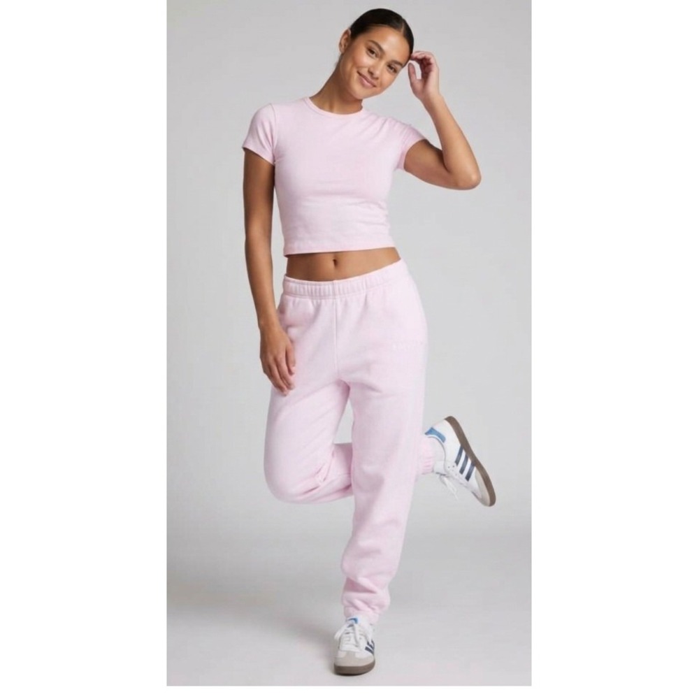 Comfrt Women Pink Fleece Jogger Sweatpants High Waisted XS